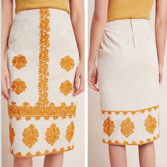 ANTHROPOLOGY EMBROIDERED PENCIL SKIRT SIZE 6 - Picture 2 of 12
